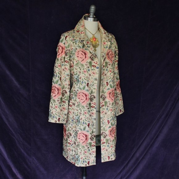 Johnny Was Biya JWLA Silk floral rose Embroidered duster princess coat Jacket S - Picture 4 of 11
